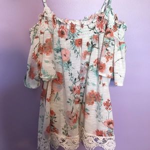 Flower off the shoulder with straps